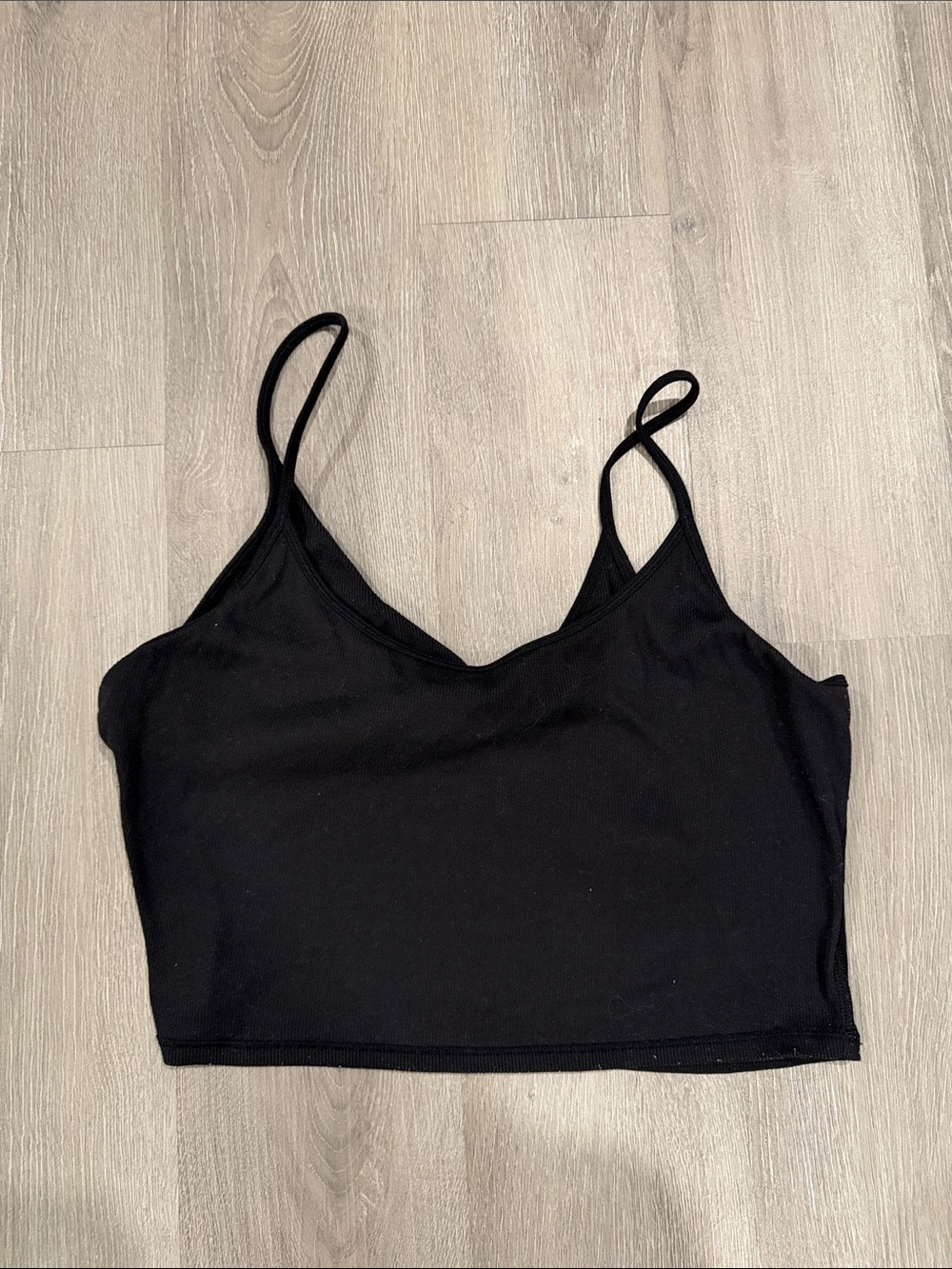 Women’s Black Cropped Spaghetti Strap Tank Top